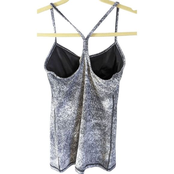 LULULEMON ATHLETICA Power Y Tank In Luon Spray Jacquard White Black Size 6 - Picture 5 of 5